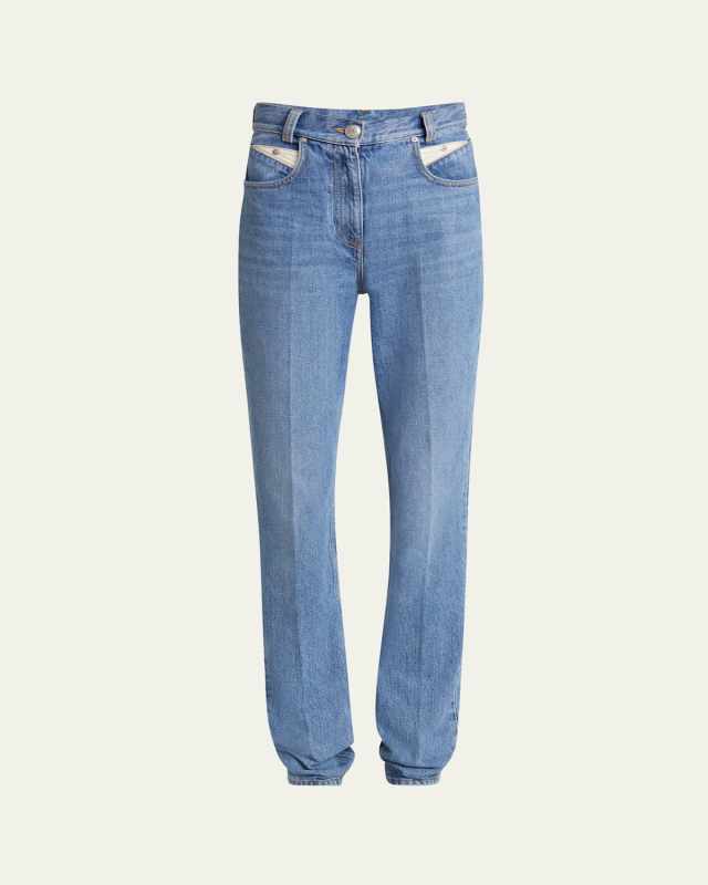 Western Straight Leg Denim Pants